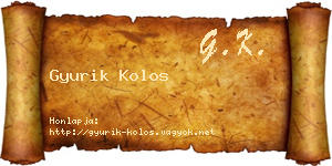 Gyurik Kolos névjegykártya